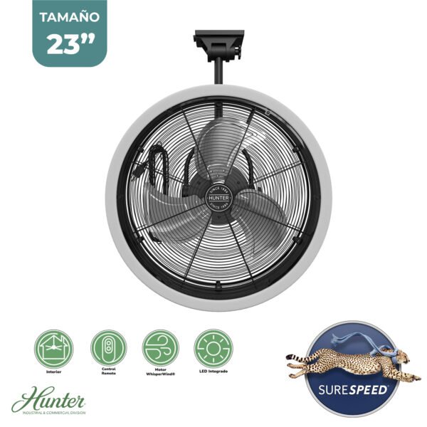 Ventilador para garaje Hunter DualMount 23" con luz LED
