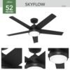Ventilador de techo Hunter Skyflow 52″ Negro Mate con luz LED