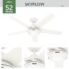 Ventilador de techo Hunter Skyflow 52″ Blanco con luz LED
