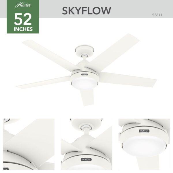 Ventilador de techo Hunter Skyflow 52″ Blanco con luz LED